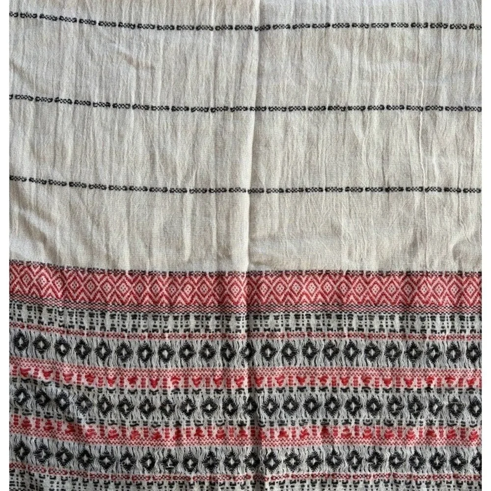 Madewell Geometric Woven Striped Cotton Scarf Shawl NWT Fringe Gypsy Boho Ethnic